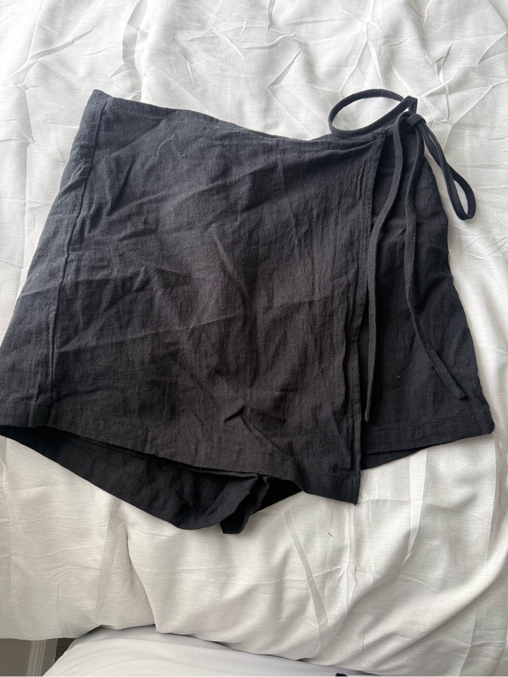 SHEIN Black Wrap Skort with Side Tie